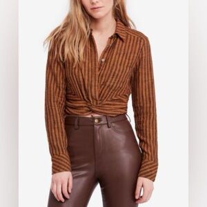Free People Lust for Life Striped Twist-Front Top